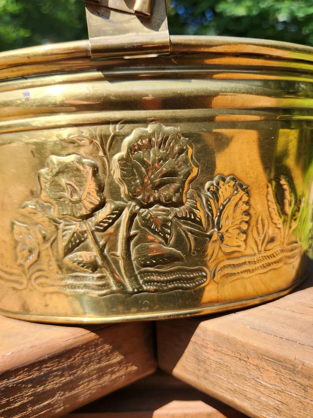 Brass Decorative Flower Basket / Planter with Handle